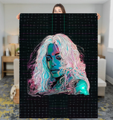 Close-up of Peaceful Petals Printed Sherpa Blanket's intricate flower print and sherpa lining.